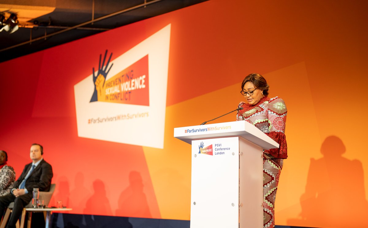 DeniseNyakeru's tweet image. Malgré les efforts fournis pour mettre fin aux violences sexuelles, les femmes continuent d’en être victimes. Du haut de la tribune du #PSVI conference à Londres, j’ai dénoncé la guerre injuste menée par procuration par le Rwanda contre la #RDC et qui exacerbe ces violences.
