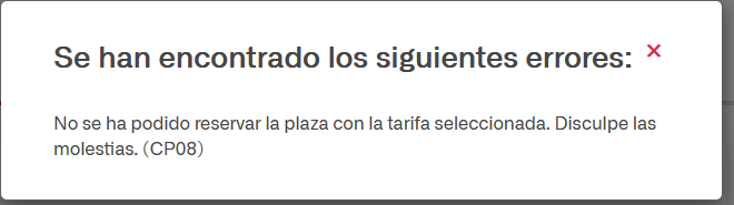 selrak_'s tweet photo. @renfe cada vez que llego a la pantalla de compra me sale un mensaje, y al intentar la compra el error CP08, lo mismo con 3 navegadores y borrando cookies y datos, ¿hay algo que se pueda hacer para solucionarlo? https://t.co/kKUCcy5Z91