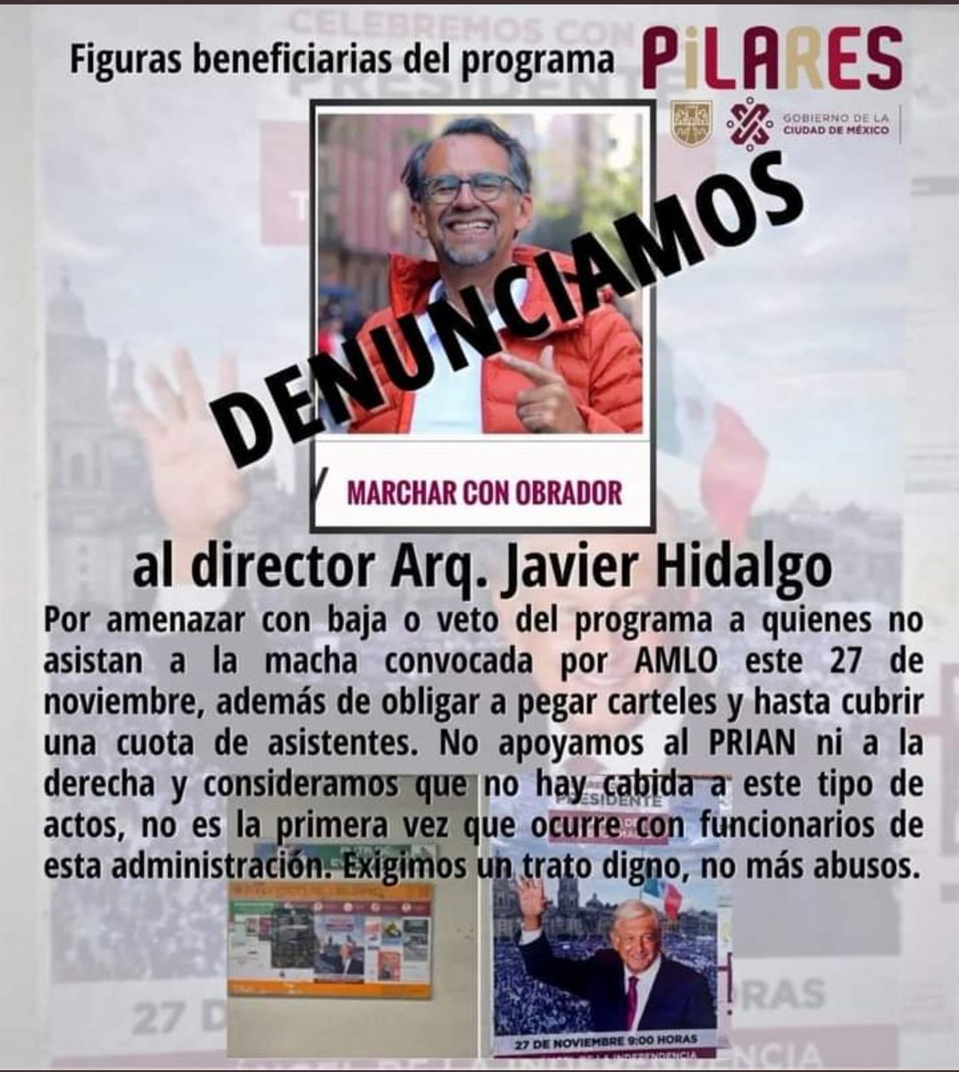 Algo que agregar a esta acusación <a href="/Javier_Hidalgo/">Javier Hidalgo</a> un servidor publico, debe servir no servirse, tampoco abusar del cargo o así lo marca su transformación, se quejaban de lo que ahora son  <a href="/Claudiashein/">Claudia Sheinbaum Pardo</a>