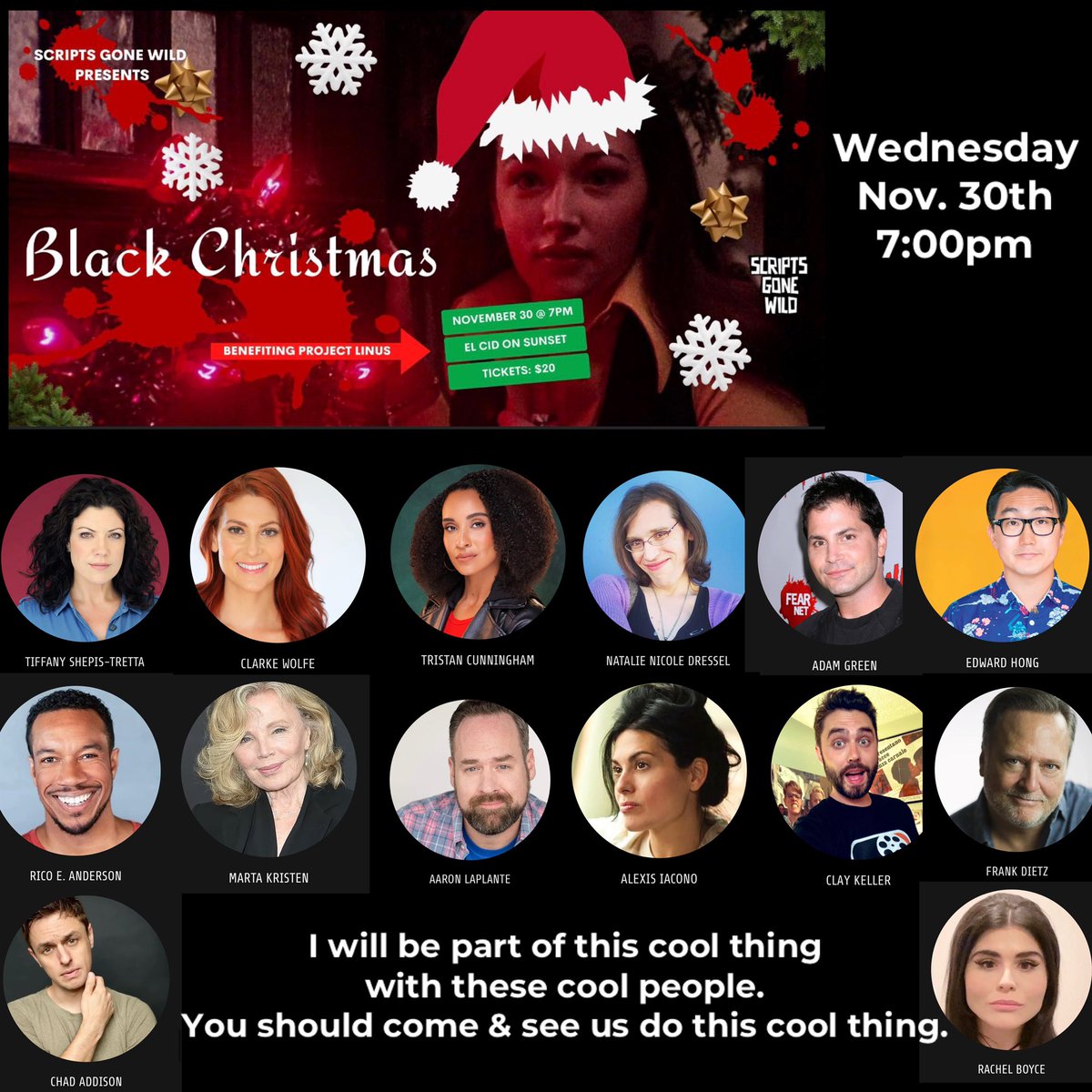 I will be a part of this cool thing with these cool people.
All of my L.A. friends should come and see us do this cool thing ⭐️<a href="/scriptsgonewild/">Scripts Gone Wild</a> ⭐️