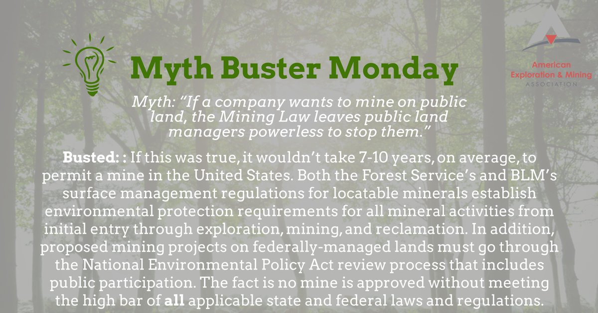 MiningAmerica's tweet photo. #DYK it takes an average of 7-10 years to permit a mine in the U.S.? #mining #miningmatters #mythbuster #mythbustermonday #Miningmyth #miningfact https://t.co/2Q2AerH9Kg