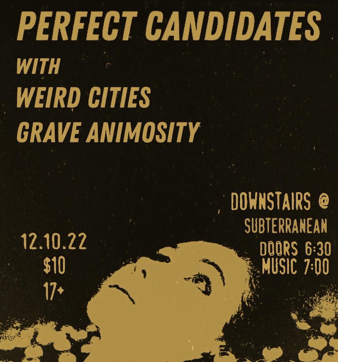 cities_weird's tweet photo. Big show we’re playing at the @subtchicago downstairs with @graveanimosity and @perfcandidates on December 10th! It’ll be the last one for a while so come hang! #chicagopunk #chicagopunkshows #chicagodiy https://t.co/txnyLf3fiQ