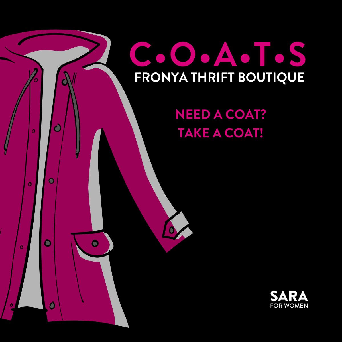 SARAforWomen's tweet photo. #Reminder
Fronya in #MissionBC continues its
#NeedACoat? #TakeACoat!
campaign this year.
Call or visit #FronyaThriftBoutique, 33173 1st Ave. in @MissionDowntown to find out more.
☎️ 604-820-5071
#DowntownMissionBC #HelpUsHelpOthers #Community https://t.co/t9QjTRRgw1