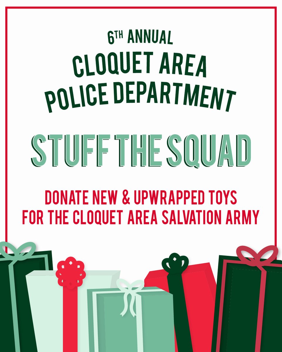 LMSupply's tweet photo. Stop by our Cloquet store location on Wednesday the 7th, from 4-8pm and take part in the 6th annual Stuff the Squad event where we're collecting gift donations for the Cloquet Area Salvation Army Toy Drive with the Cloquet Police Department! 🎁 https://t.co/Sa4i7n83bk