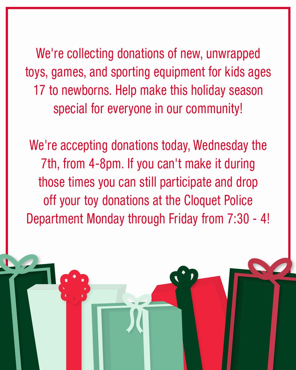 LMSupply's tweet photo. Stop by our Cloquet store location on Wednesday the 7th, from 4-8pm and take part in the 6th annual Stuff the Squad event where we're collecting gift donations for the Cloquet Area Salvation Army Toy Drive with the Cloquet Police Department! 🎁 https://t.co/Sa4i7n83bk