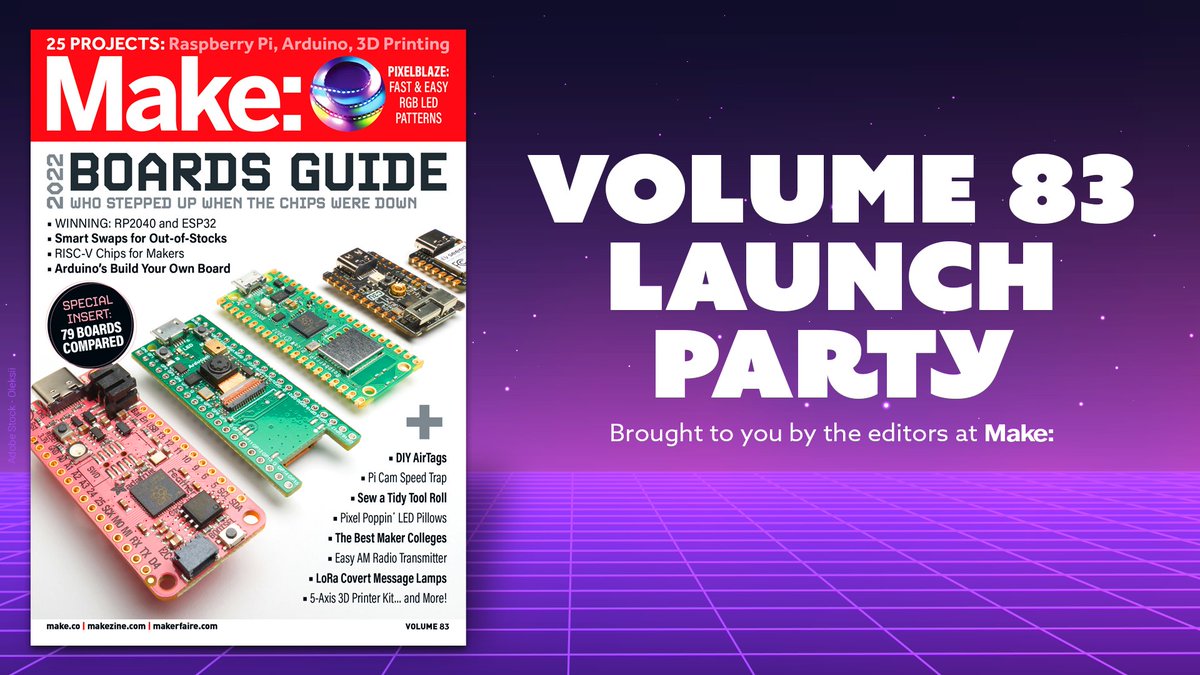 Join <a href="/IShJR/">🐘@ishotjr@chaos.social 💙</a> and special guests <a href="/alranel/">Alessandro Ranellucci</a> <a href="/Kwalseth/">Kevin Walseth</a> <a href="/MakeAugusta/">Cyber City Circuits</a> <a href="/josecastillo/">@joeycastillo@mastodon.social</a> <a href="/lectrifyit/">Lectrify</a> <a href="/emmafletcher/">Emma Fletcher 🦋</a> <a href="/frivolous_circs/">Carrie S</a> <a href="/LeSheepo/">Nancy Otero</a> <a href="/jasoncoon_/">ضرغام عبد الحسين</a> <a href="/im889/">@benhencke@leds.social Ben Hencke</a> &amp; <a href="/chardane/">✨ charlyn ✨ // @charlyn@leds.social 🐘</a> as we talk #ChipShortage, #kits + #LEDs this Thursday at our V83 #BoardsGuide #LaunchParty! 🥳

events.zoom.us/e/view/hGDrHcW…