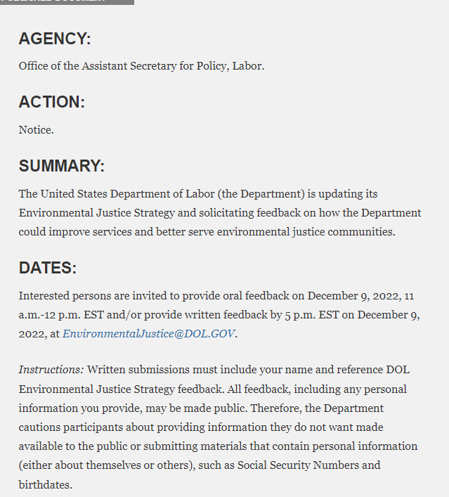 StateImpactCntr's tweet photo. .@DOL is requesting feedback as it updates its Environmental Justice Strategy, asking how it can improve services and better serve EJ communities. Comments due 12/9. #StateImpactAlert
https://t.co/kV0IyShfNx https://t.co/gexGgxppYS