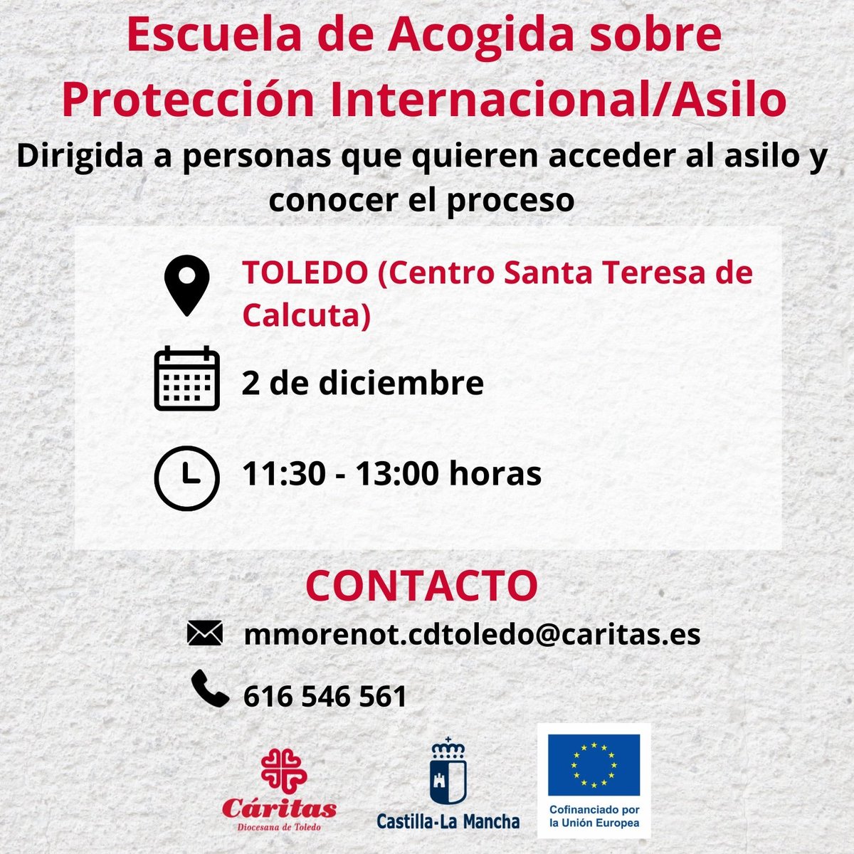 #CáritasIntegra Formación sobre Protección Internacional/Asilo en #Toledo.  Este #viernes.  #gratuita #migrantes <a href="/MigracionesTole/">Migraciones Toledo</a>