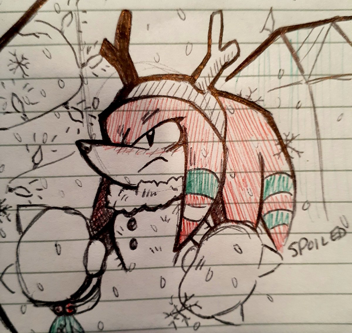 「Christmas echidna (he's guarding the eme」|Spoiled & Knuckles💀のイラスト