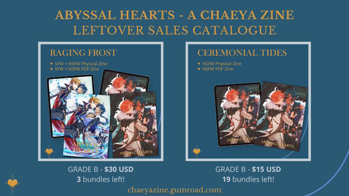 ChaeyaZine's tweet photo. Just a few more days until we close our shop for good! Grab one of our physical bundles, or a PDF bundle of Chaeya content while you can~ 🌊❄️✨

🛒 https://t.co/8hzSkYlbSx https://t.co/5T1S5JI56B
