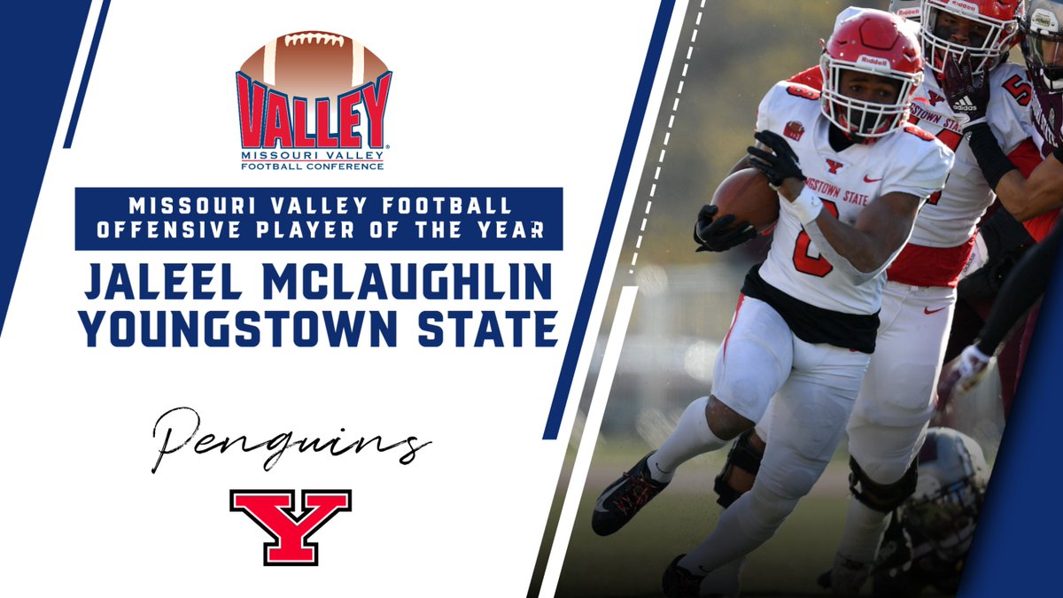 The @ValleyFootball Offensive Player of the Year -- @ysufootball RB Jaleel McLaughlin -- he became the NCAA's all-time leading rusher in 2022 and led the MVFC with 152.5 ypg in league play. -->> bit.ly/3gGNBCq