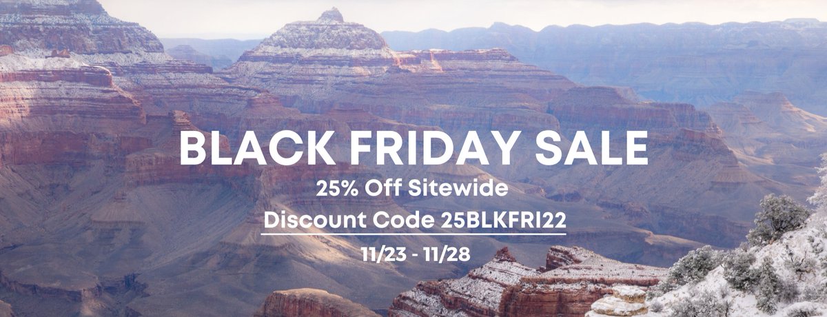 Don't miss our #BlackFriday sale running now until 11:59 p.m. MST, Monday November 28. Enjoy 25% off sitewide. 🛍️ We have a variety of gifts perfect for hikers, children, readers, and collectors. Plus, your purchase benefits @GrandCanyonNPS! Shop: shop.grandcanyon.org