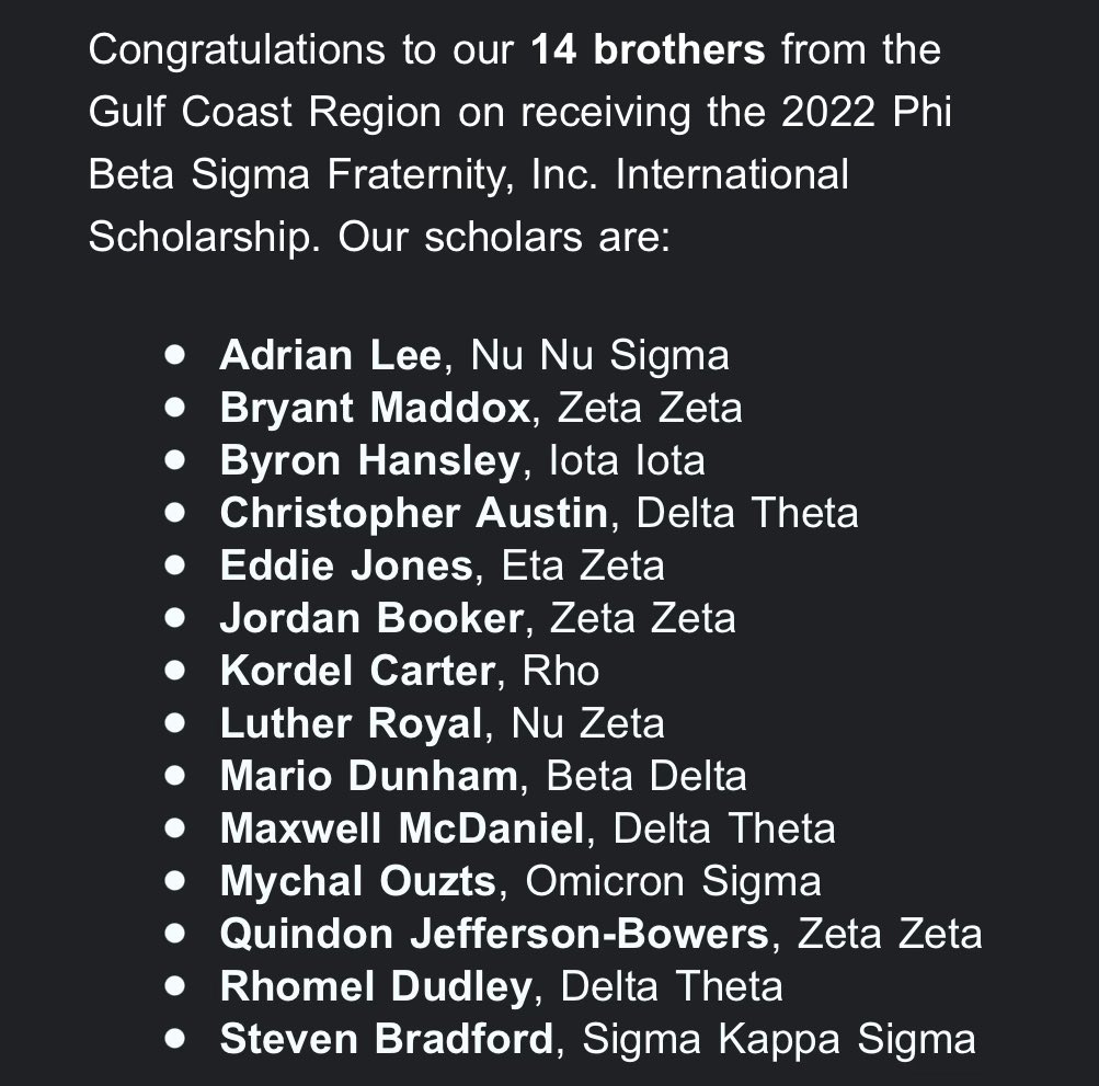 Congratulations to the brothers who received the Gulf Coast Regional Scholarship #GOMAB💙