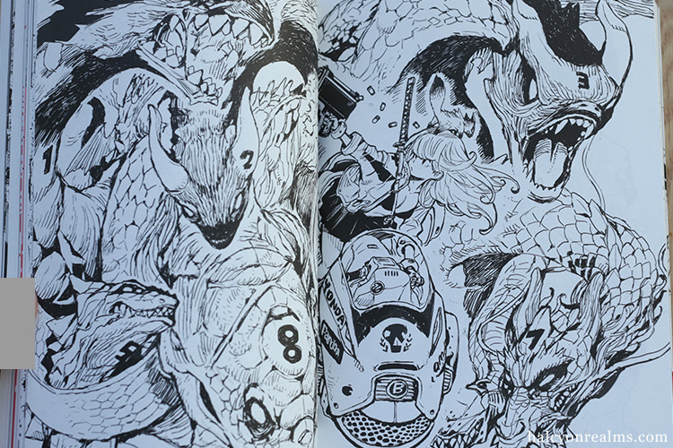 B/W is the first published art book by Japanese illustrator Acky Bright, featuring かわカッコいい ( kawakakoii /cute &amp; cool ) ink drawings of dragons, mecha girls &amp; more. See more in my review アッキーブライト ビーダブリュー アートブック レビュー - https://t.co/7ELiIiJ7y4 