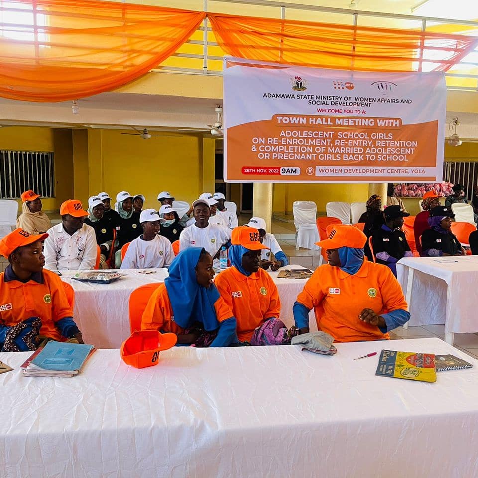 Town Hall meeting with Adolescent school girls in Re-enrolment and completion of marriage Adolescent or pregnancy girls back to school. In attendance of high level government agency, CSO's and partners. # UNFPA Nigeria # Ysmaad # TFT foundation # SRHR Smoh.