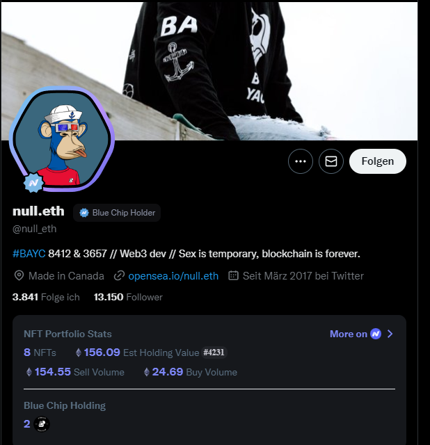gotcha_84's tweet image. you even can the the relevant info of Twitter Accounts that linked their Opensea-link in Twitter bio. Super neat @nftgoio #twitterextension