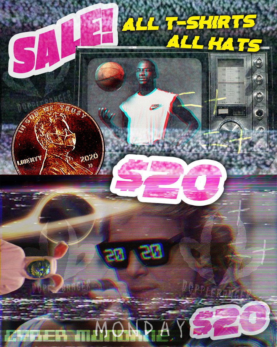 DOPPLEBANGER Cyber Monday Sale. $20 hats and tees. Today only!  dopplebanger.bigcartel.com/products