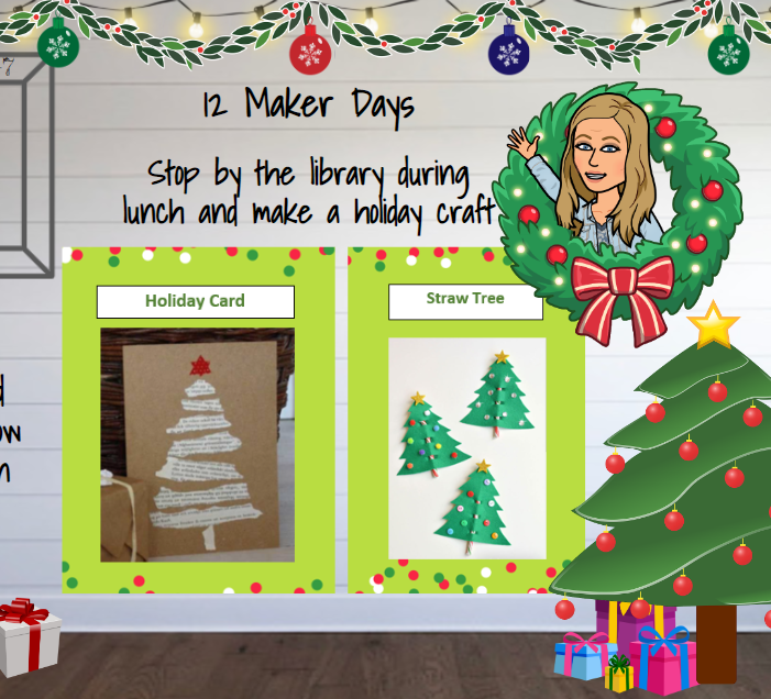 NaiserLib's tweet image. We are crafty! Holiday cards and straw trees, oh my. #DMSMustangs #DMSLib #HaysLib #DMSMakerspace