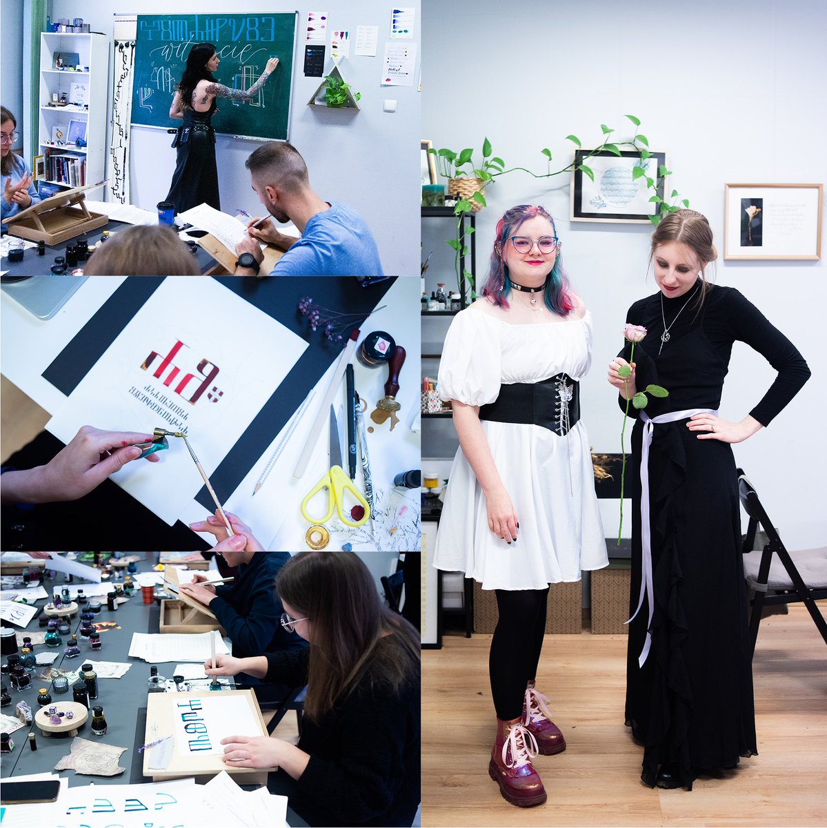 W ostatni weekend odbyły się moje autorskie warsztaty wiedźmińskie z Kaligrafii Kontynentu ⚔️ Przeniosłam moich kursantów w uniwersum wiedźmina i nauczyliśmy się głagolicy, która była wykorzystana w transliteracji w grze #Wiedźmin 3 Dziki Gon. 
Nawet Iris przyszła na warsztaty 🥀