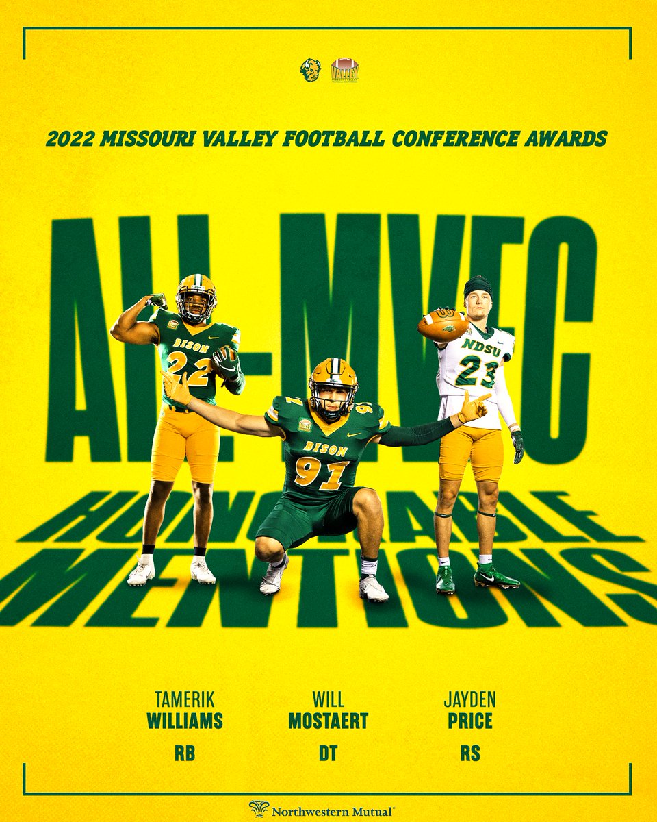 Congrats to our <a href="/ValleyFootball/">Valley Football</a> all-conference honorees! The Bison have 8️⃣ spots on the first team including fullback and all-purpose player Hunter Luepke. 🏈🤘 

Details ▶ gobison.com/news/2022/11/2…