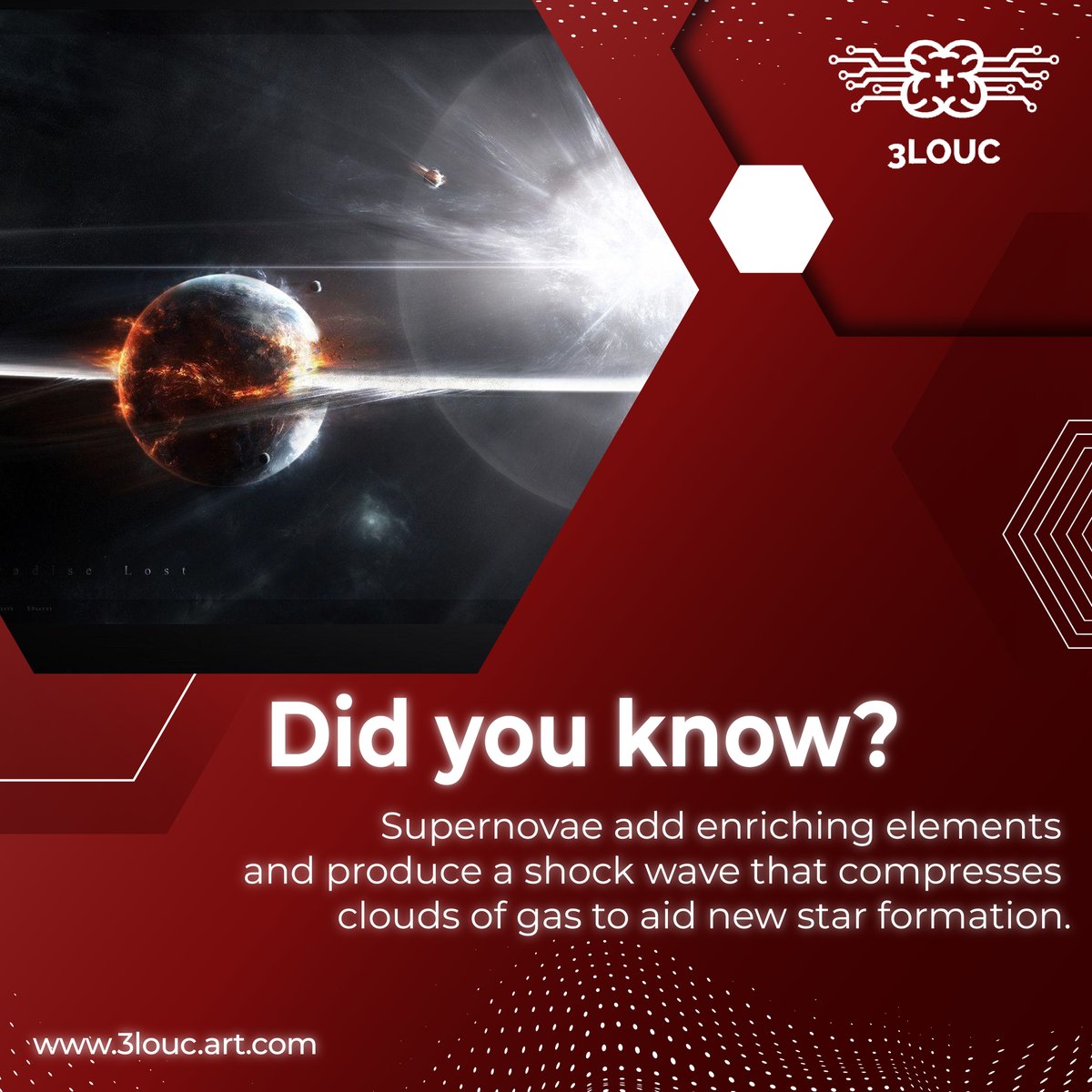 3louc's tweet photo. Supernovae add enriching elements and produce a shock wave that compresses clouds of gas to aid new star formation.
.
Follow us on 👉@3louc
.
#nftart #nftcommunity #nftcollector #nftartist #opensea #nftcollectors #bitcoin https://t.co/mCckNo9djZ