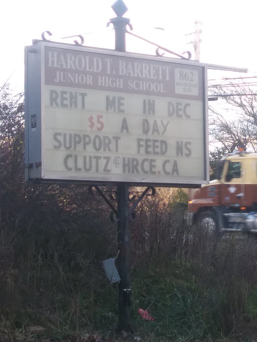 HTB_PE's tweet photo. It's that time of year again! Rent our school sign @htbarrett in support of @feednovascotia $5 a day. Let me know what day and message!! @HRCE_NS @ReprtrPatHealey #FeedNS #BeaverBank https://t.co/gCIl6jXfJb