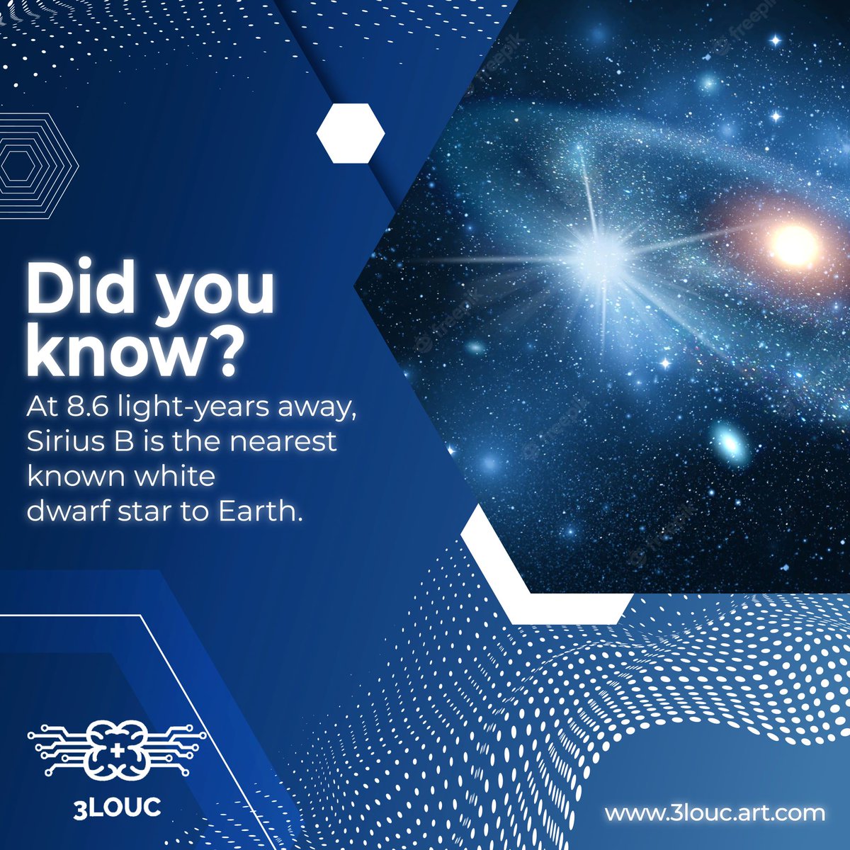 3louc's tweet photo. At 8.6 light-years away, Sirius B is the nearest known white dwarf star to Earth. 
.
Follow us on 👉@3louc
.
#nfts #nft #nftart #nftcommunity #nftcollector #nftartist #cryptoart #digitalart #art #crypto #ethereum #blockchain #opensea #nftcollectors #bitcoin #cryptocurrency https://t.co/30QwydfMDA