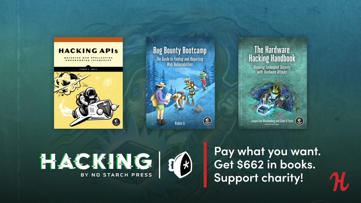 humble's tweet image. Explore the ever-evolving world of hacking and creative computer problem solving with our new bundle of ebooks from @nostarch Press!

Pay what you want &amp;amp; support @ncacensorship 

humblebundle.com/books/hacking-…