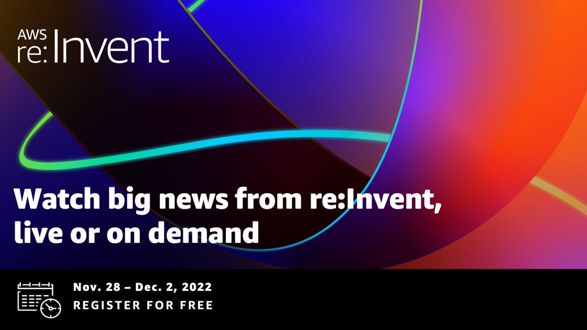 LPC33's tweet photo. There’s still time to register! Join me to watch the livestream of every keynote &amp; leadership session at re:Invent, featuring big #AWS announcements all week long. ☁️👀 https://t.co/x6JXPmQKVg https://t.co/NgKY8ZWdRp