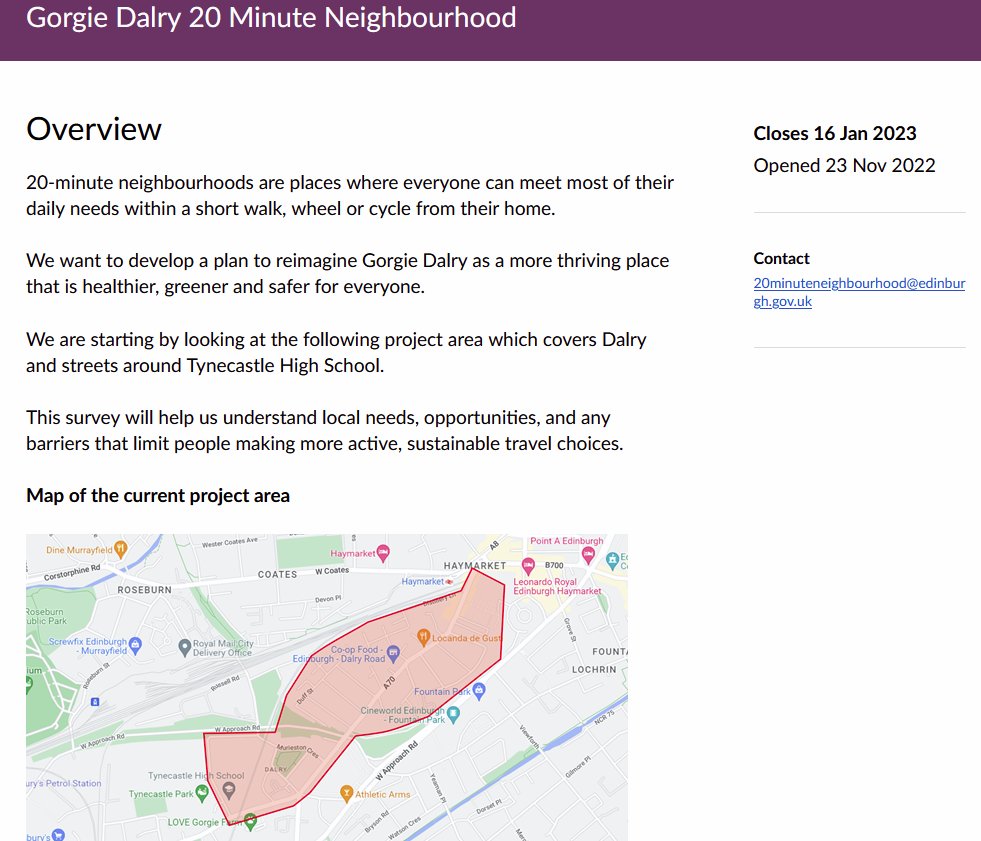 #GorgieDalry
#20MinuteNeighbourhood

Initial ideas/chat:

🙋‍♀️Thu 1 &amp; Sat 3 Dec, DalryRd, opp. Orwell Ter, p.m.
🙋‍♀️or online map &amp; email -->edinburgh.gov.uk/20minutegorgie…

Ideas:
#SchoolStreets
#DalryRoad #BusGate 
#ShopLocal 

🙋‍♀️Big change possible in 2-3 years when entire road resurfaced
