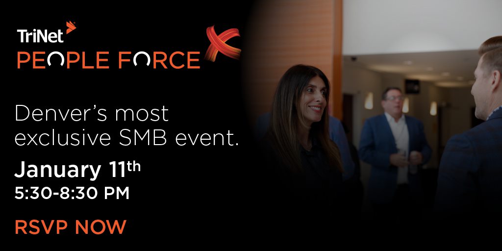 TriNet's tweet photo. Hey there Denver! We’re bringing our award-winning TriNet PeopleForceX event to you on January 11. Join us for a free night of networking, entertainment, and a discussion with local business leaders like @lreeves! Register now to reserve your spot.

https://t.co/a3DIaNeicM https://t.co/K4eqFiIlq4