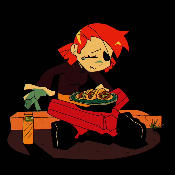 Liv comiéndose unos tacos después de un largo día de trabajo xd 