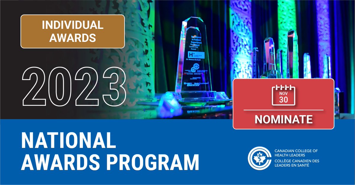 CCHL_CCLS's tweet photo. 🏆 The final day to submit Individual Award Nominations is November 30, 2022 (Wed). 🏆 Let’s recognize and promote excellence in #Healthcare and #HealthLeadership together. ⭐️⭐️⭐️⭐️⭐️ https://t.co/2zyD6I5UBB

#CDNHealth #PublicHealth #PrimaryCare #HealthLeaders #HealthManager https://t.co/h96RljYItc