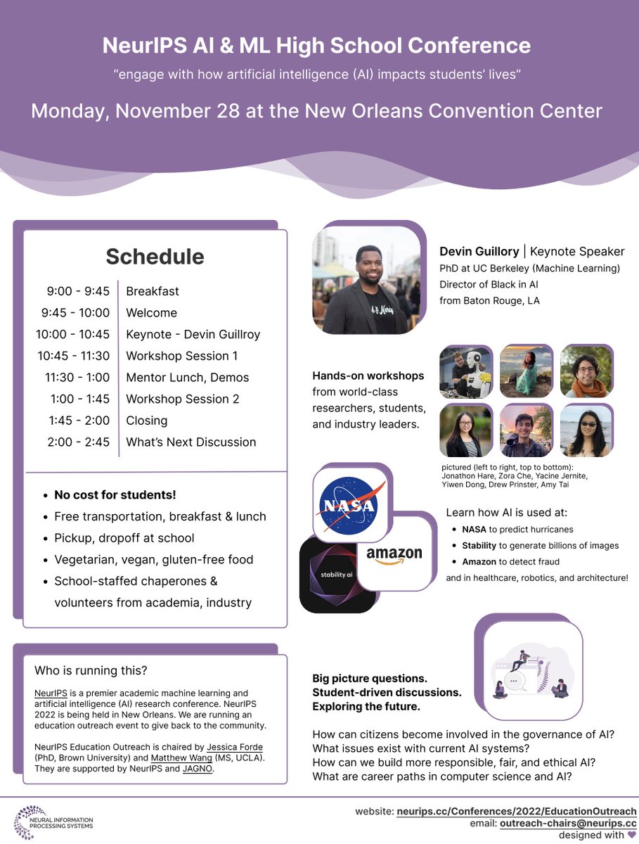 ❤️ Feeling blessed to have had an amazing day volunteering as a group leader for education outreach at #NeurIPS2022.

250 high school students from #NewOrleans, all asking great questions about AI ethics, copyright, and applications.

Thank you for organizing, Matt and Jess! 🙏✨