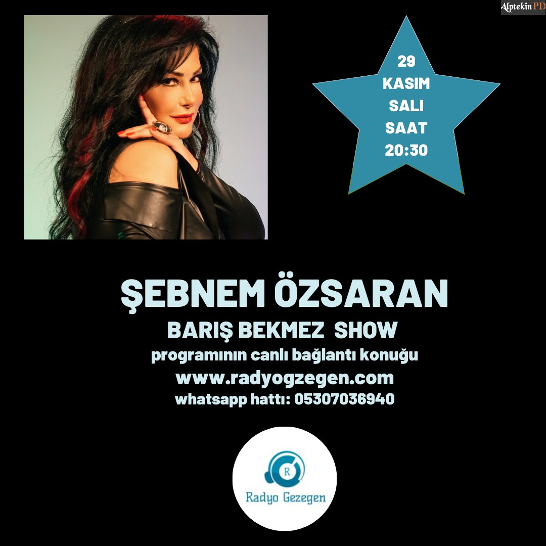 Şebnem Özsaran 29 Kasım Salı Günü Saat 20:30'da Radyo Gezegen Barış Bekmez Show Programının Canlı Telefon Bağlantı Konuğu Olacak Sakın Kaçırmayın... #sebnem_ozsaran #radiogezegen #barisbekmezofficial <a href="/cenkleyoklama/">Cenk ALPTEKİN</a>