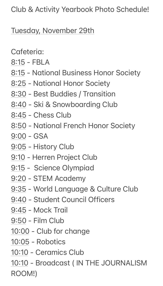 LHSRI_yearbook's tweet photo. Club &amp; Activity Yearbook Photo Schedule! https://t.co/5qiVE8Z8Hd