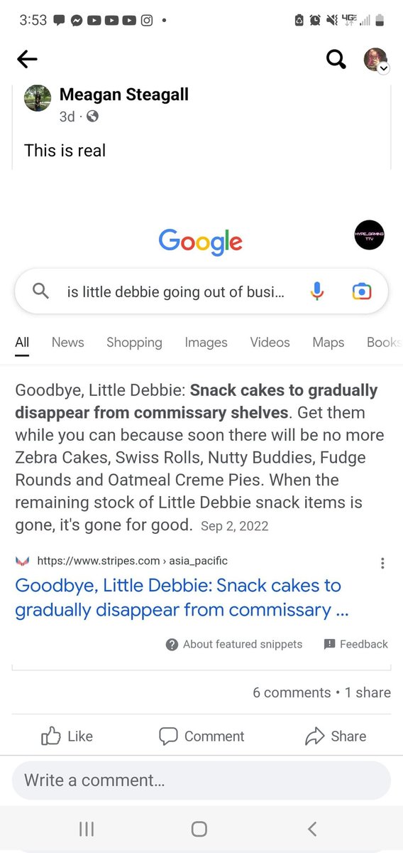 SpookyB15541997's tweet photo. @LittleDebbie  is this true?? :/ https://t.co/fvnU5cntAc