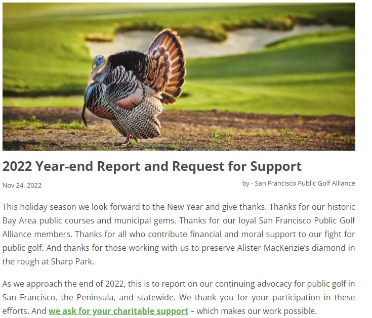 SFPublicGolf's tweet photo. This holiday season we look forward to the New Year and give thanks. We thank you for your participation in these efforts. And we ask for your charitable support – which makes our work possible.

#GivingTuesday #Golf #SF #Thanksgiving2022 

https://t.co/ElUHp8wUTD https://t.co/rhrq5vB0E7