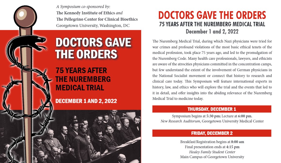 BCM Ethics & Policy (@bcmethics) on Twitter photo REMINDER: Last day to sign up for this event on 12/1 and 12/2 virtually or in-person featuring our
<a href="/HollandKaplan/">Holland Kaplan</a> <a href="/bcmhouston/">BCMHouston</a> as one of the speakers! Explores the Nuremberg Medical Trials & offers insights into the abiding relevance to medicine today. mailchi.mp/0514c0496f73/t… REMINDER: Last day to sign up for this event on 12/1 and 12/2 virtually or in-person featuring our
<a href="/HollandKaplan/">Holland Kaplan</a> <a href="/bcmhouston/">BCMHouston</a> as one of the speakers! Explores the Nuremberg Medical Trials & offers insights into the abiding relevance to medicine today. mailchi.mp/0514c0496f73/t…