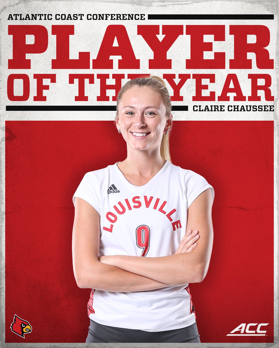LouisvilleVB's tweet photo. Nobody more deserving ❤️

@clairechaussee9 has been named ACC Player of the Year!

#GoCards https://t.co/aUVVfLlYT1