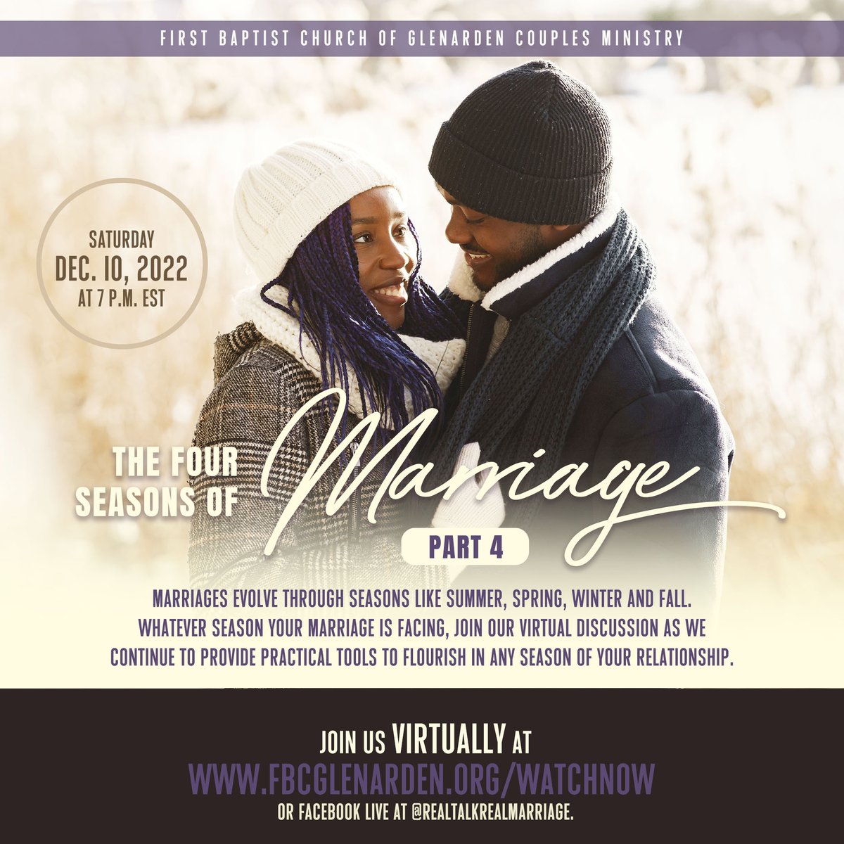 SkipandBeverly's tweet photo. Couples- Join us for our FBCG Couples Fellowship Saturday, December 10th- Virtually! https://t.co/s89TLL1Vy8