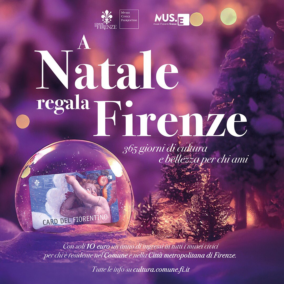 Alessia_Bettini's tweet photo. A Natale regala Firenze! La card del Fiorentino a soli #10euro è una bellissima opportunità per scoprire i musei civici e un’originale idea regalo per queste festività.
Più info https://t.co/2ASDdKUNPB https://t.co/bIDANabpIM