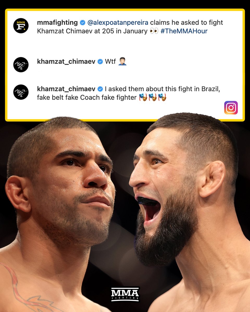 MMAFighting's tweet photo. .@KChimaev responds to Alex Pereira claiming he asked to fight him at 205 in January https://t.co/VCVVIGtKrE