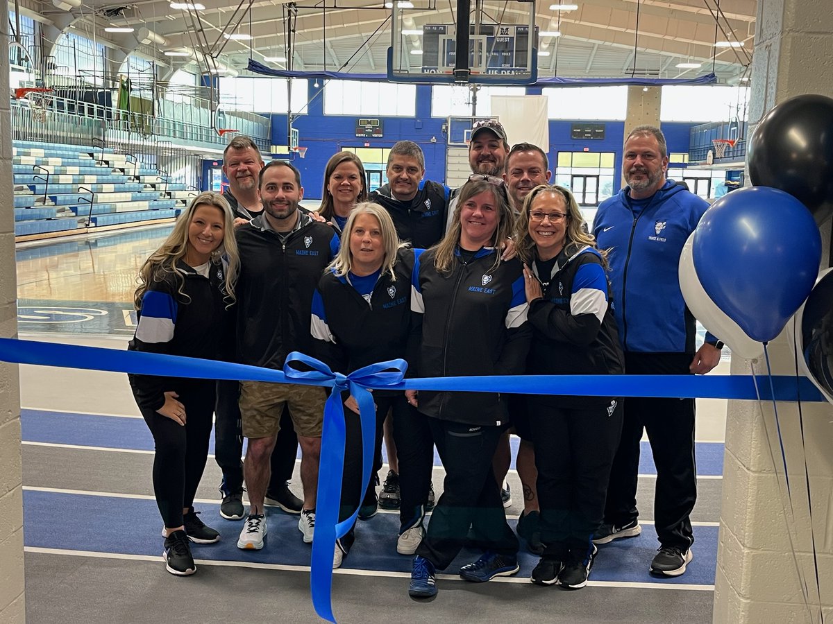 Maine_East's tweet photo. The re-opening of the fieldhouse occurred today with a ribbon cutting event to start the day! An amazing space for our @MEHSBlueDemons teams and for our physical education students. #207now https://t.co/Kwi3Smxctm