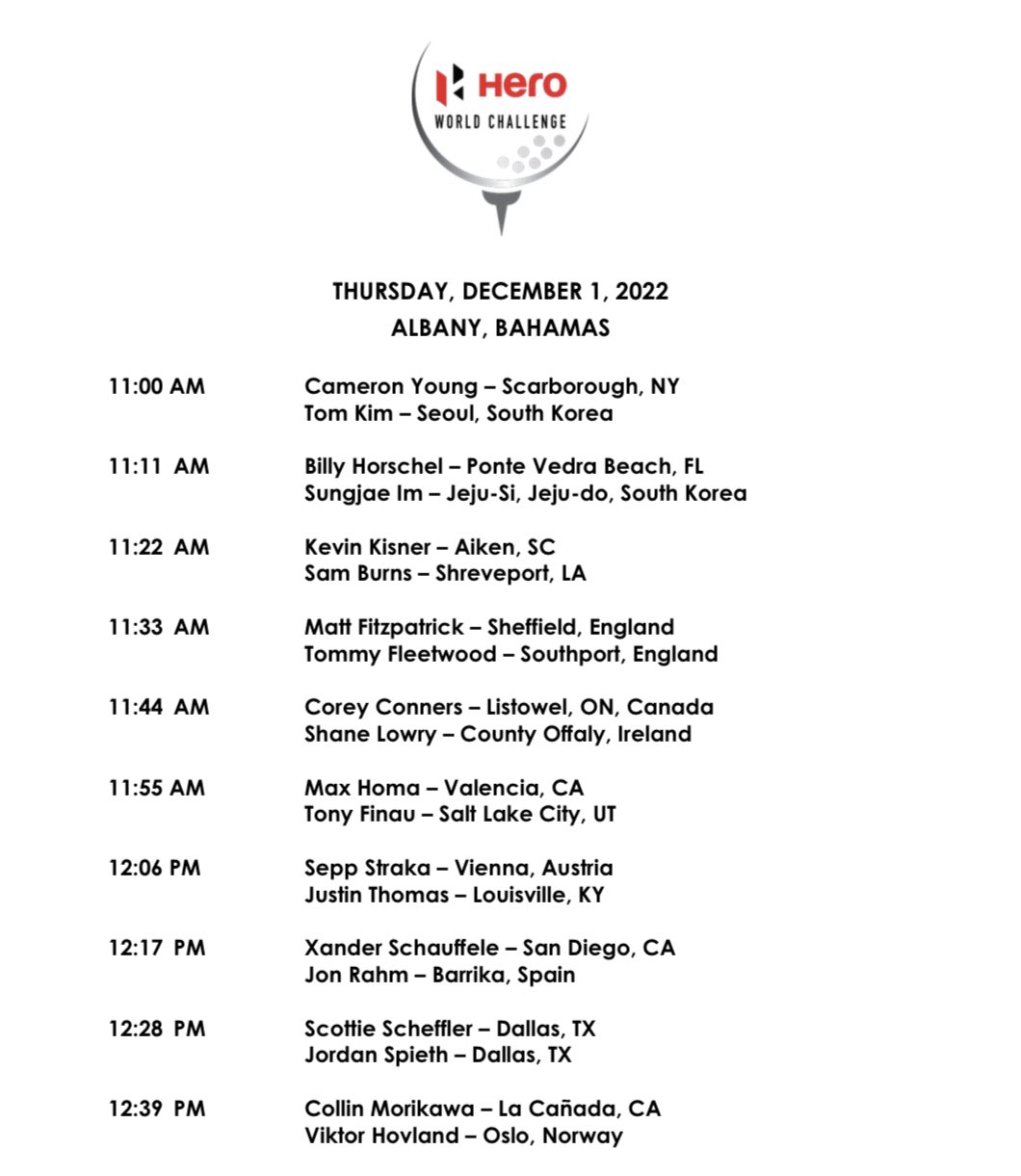 PGA TOUR Communications on Twitter "Pairings and starting time for the