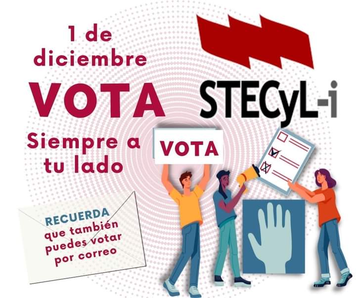 STE_VALLADOLID's tweet photo. La #EducacionPublica te necesita, @SindicatoSTECyL RESUELVEN, siempre a tu lado. #VotaStecyl-i el próximo 1 de diciembre. Un pequeño gesto cada 4 años que #TeRepresenta, contamos contigo 😊 https://t.co/CvIeJ1hYar