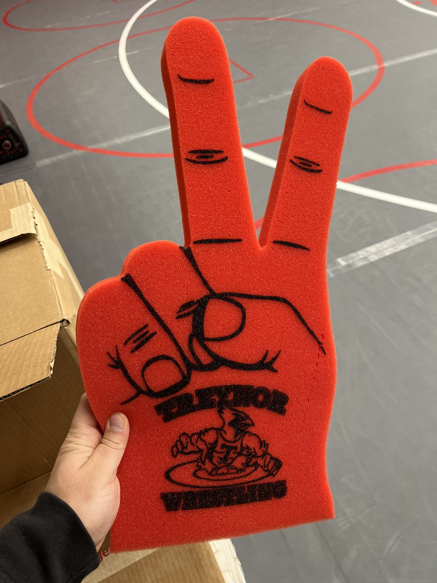 TreynorWrestle's tweet photo. TWOOOO!!!✌🏼Want to get your hands on one of these? Be one of the first 50 fans through the door on Tuesday &amp; Thursday and it’s yours!! Use it every time a Treynor wrestler gets a takedown and scores two points- Let’s GET LOUD 💥 https://t.co/GcVM2777pj