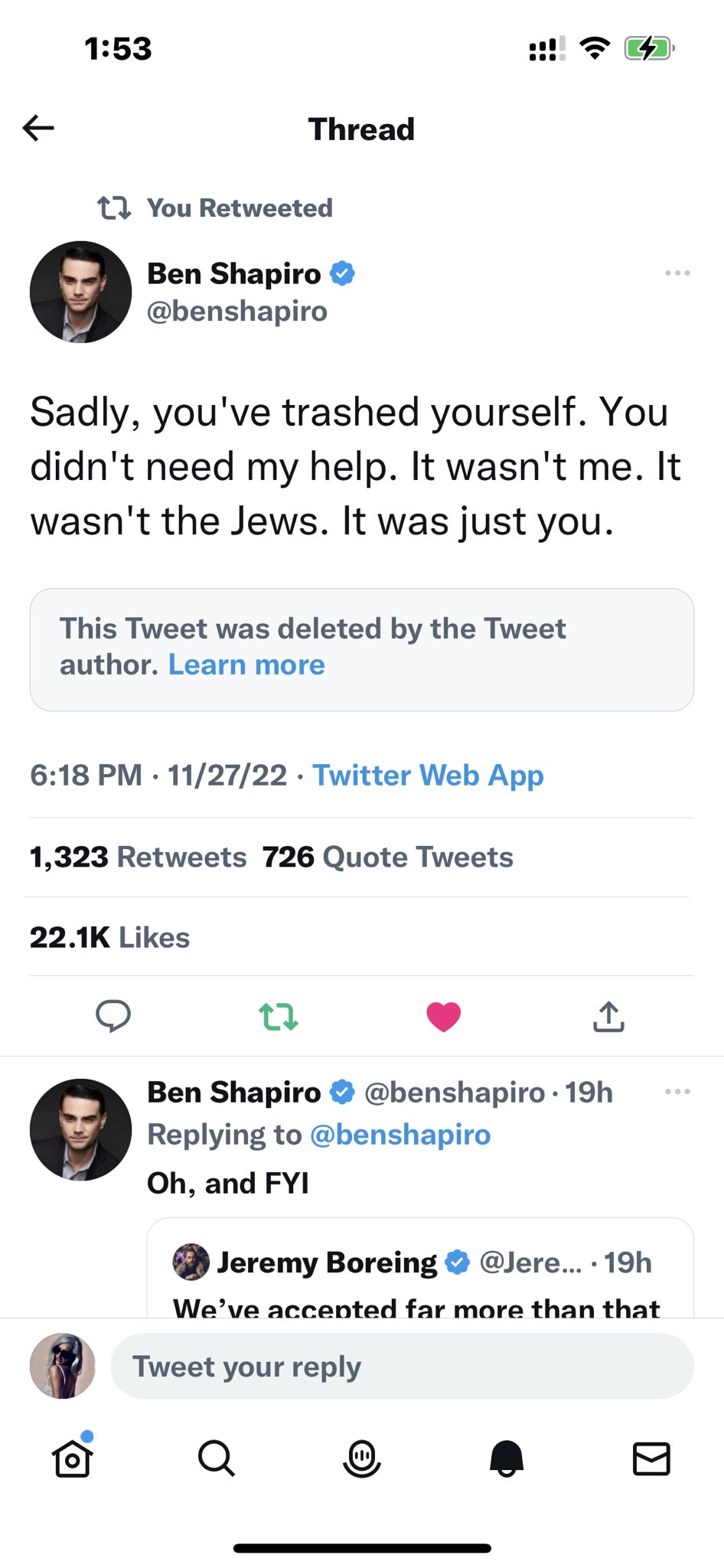 my troll account on Twitter "poepilled benshapiro and shapiro(01)