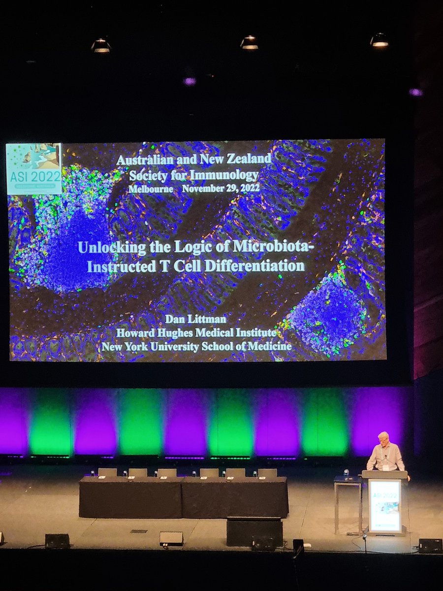 Our 1st plenary speaker to begin #ASI2022MEL conference: Prof Dan Littman on microbiome-T cell interactions.  🌟 <a href="/NewYorkUni/">New York University</a> <a href="/Merck_Australia/">Merck ANZ</a> <a href="/BDBiosciences/">BD Biosciences</a>