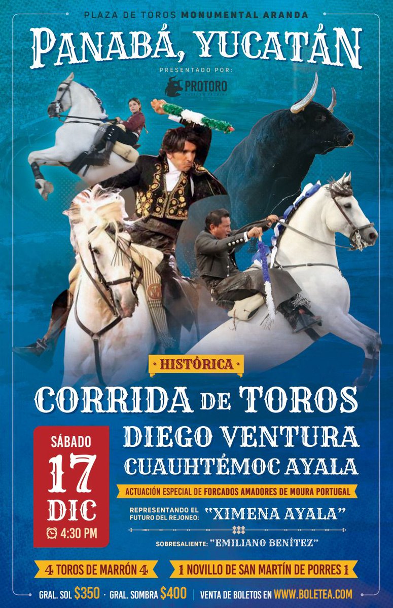 LuLlanosMx's tweet photo. 🇲🇽 El sureste continúa con los festejos taurinos, este 17 y 18 de Diciembre con dos interesantes carteles.

#Panaba #Motul #Yucatan https://t.co/E7CwYZqc1Q